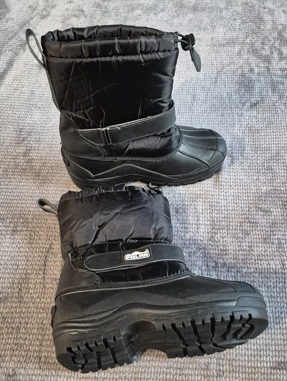 Polar Duck Boots Snow Lined Black Bungee Drawstring 36(US 5.5-6) Water Resistant